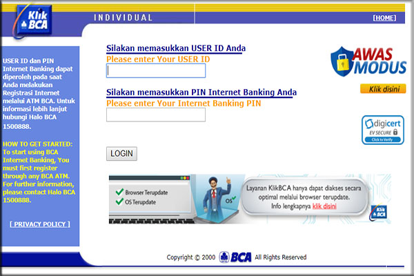 Cara penggunaan IB BCA / KlikBCA