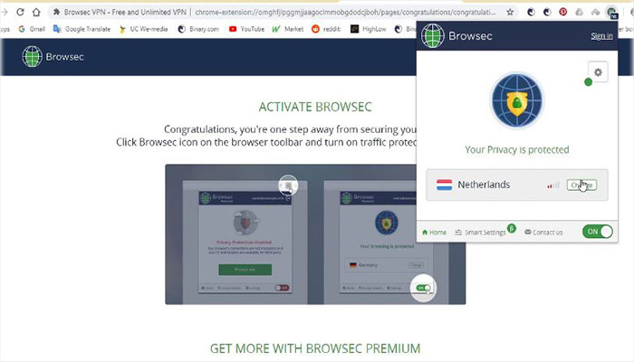 Browsec premium активация