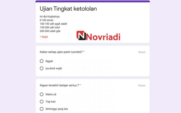 Link Ujian Tingkat Ketololan Docs Google Form